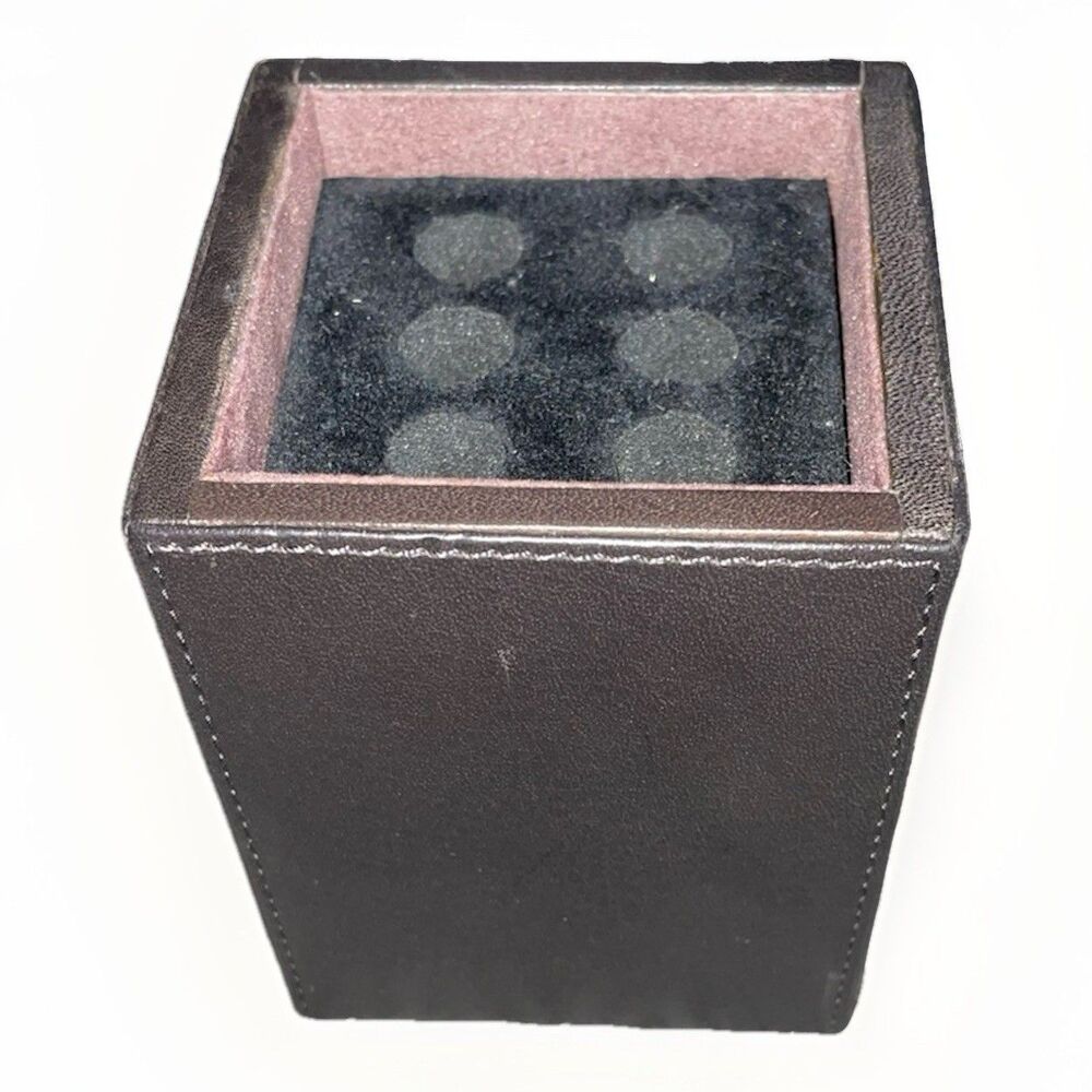 Levenger Leather Pen Cube 6-Pen Holder Desk Organizer